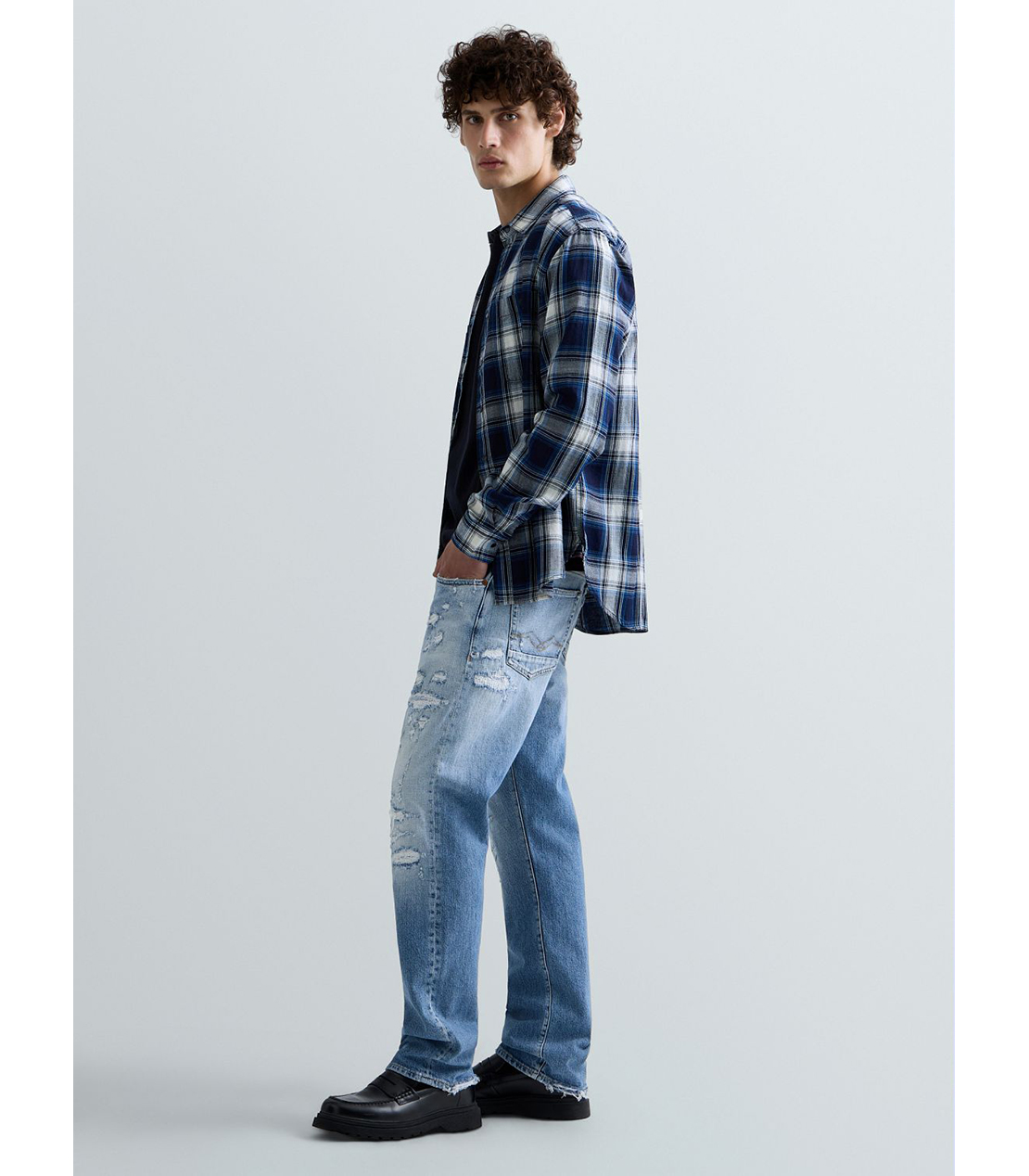 ストレートフィットAIDEEN Aged20 ストレッチデニム 詳細画像 ライトブルー 4
